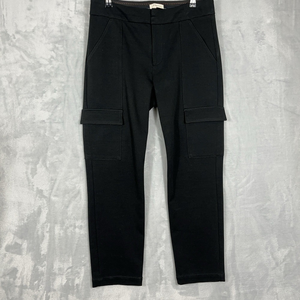 Anthropologie Essential Slim‎ Mid-Rise Straight Ankle Cargo Pants Black 8 Career